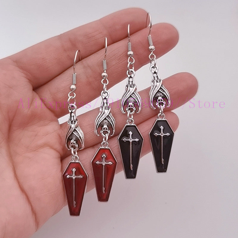 Wholesale Vampire Cross Coffin Tombstone Earrings